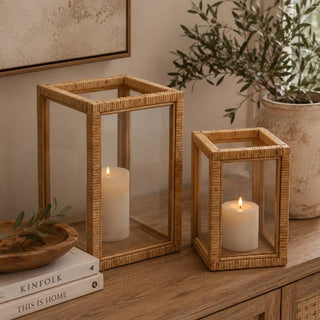 EDG Enzo De Gasperi Set 2 Portacandele in Bamboo Quadrate
