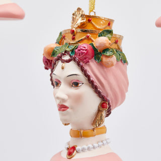 EDG Enzo De Gasperi Set 3 Decorazioni Natalizie Testa Sicilia in Poliresina H10 Cm