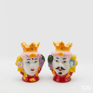 EDG Enzo De Gasperi Set 2 Vaso Testa Sicily Lui e Lei H13 cm in Ceramica Rosso