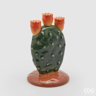 EDG Enzo De Gasperi Portacandele x3 Fico d'India H23 Cm in Ceramica