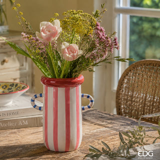 EDG Enzo De Gasperi Vaso Pinky Righe H20 Cm in Ceramica