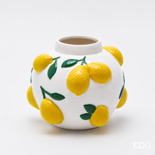 EDG Enzo De Gasperi Vaso Limoni Sfera H13 Cm in Ceramica