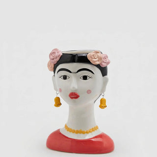 EDG Enzo De Gasperi Vaso Frida con Orecchini H27 Cm in Ceramica