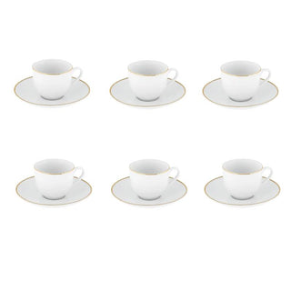 Villa Altachiara Servizio Caffè Gold Chic 6 Pezzi con Piattino in Porcellana