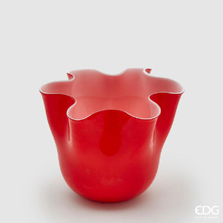 EDG Enzo De Gasperi Vaso Drappo in Vetro H14 cm Rosso