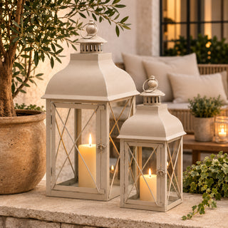 EDG Enzo De Gasperi Set 2 Lanterne Quadrata Tetto H54 H40 Cm