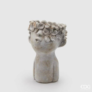 EDG Enzo De Gasperi Vaso Cemento Testa Fiori H18 cm