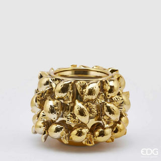 EDG Enzo de Gasperi Vaso Chakra Limoni Con Foglie H21 Cm Oro