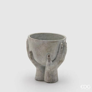 EDG Enzo De Gasperi Vaso Cemento Mani con Ciotola H20 cm