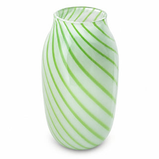 Vondels Vaso A Righe Verdi H38 Cm in Vetro