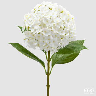 EDG Enzo De Gasperi Ramo Artificiale Ortensia Real Touch con Foglie H67 cm Bianco