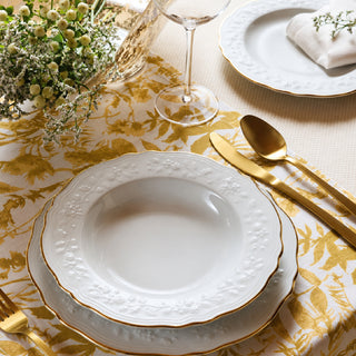 Tognana Servizio Tavola 18 Pezzi Fleur Bianco Filo Oro in Porcellana
