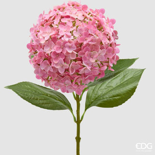 EDG Enzo De Gasperi Ramo Artificiale Ortensia Real Touch con Foglie H67 cm Rosa