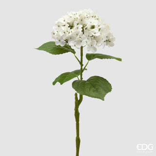 EDG Enzo De Gasperi Ramo Artificiale Ortensia Real Touch con Foglie H62 cm Bianco