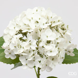 EDG Enzo De Gasperi Ramo Artificiale Ortensia Real Touch con Foglie H62 cm Bianco