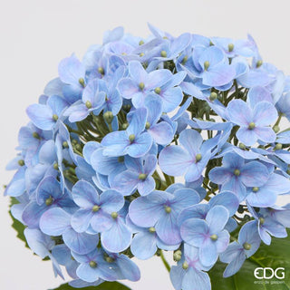 EDG Enzo De Gasperi Ramo Artificiale Ortensia Real Touch con Foglie H62 cm Celeste