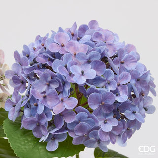 EDG Enzo De Gasperi Set 2 Rami Artificiali Ortensia Real Touch con Foglie H62 cm Viola Mix
