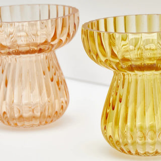 EDG Enzo De Gasperi Vaso Righe Biforma Rosa H15.5 Cm In Vetro