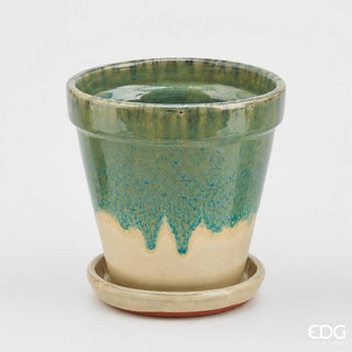 EDG Enzo De Gasperi Vaso Glaze Svasato H17 D16 cm Beige e Verde