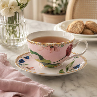Maxwell & Williams Tazza da Tè in Porcellana Rosa con Piattino