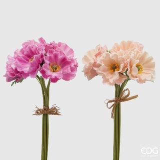 EDG Enzo De Gasperi Set 2 Boquet di Papavero x5 Con Foglie H34 Rosa e Fucsia