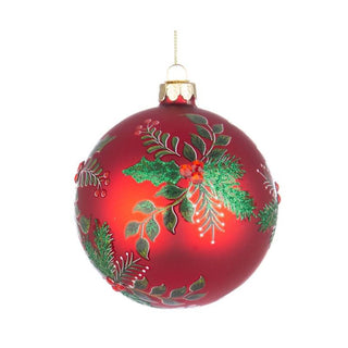 Andrea Bizzotto Pallina di Natale Vetro Rosso Leafage D10 Cm