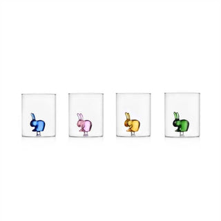Ichendorf Milano x Qeeboo Set 4 Tumbler Coniglio in Vetro Borosilicato
