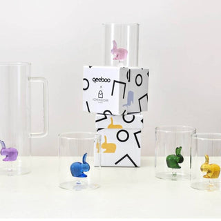Ichendorf Milano x Qeeboo Set 4 Tumbler Coniglio in Vetro Borosilicato