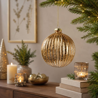 EDG Enzo De Gasperi Palla di Natale Righe D10 cm Oro