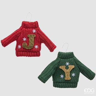 EDG Enzo De Gasperi Set 2 Addobbo Maglione H10 Cm