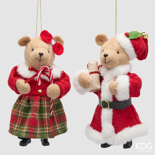 EDG Enzo De Gasperi Set 2 Addobbo Orso Xmas H20 Cm