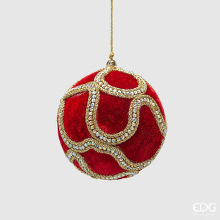 EDG Enzo De Gasperi Pallina di Natale Rossa Deco Gemme D10 cm