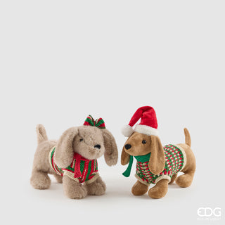 EDG Enzo De Gasperi Set 2 Decoro Cane Xmas H24 Cm