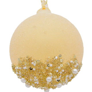 Andrea Bizzotto Pallina di Natale Vetro Brillantini Champagne D8 Cm