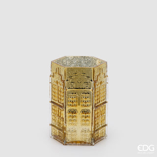 EDG Enzo De Gasperi Vaso Casetta Esagonale Oro H20 Cm in Vetro