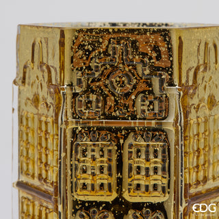 EDG Enzo De Gasperi Vaso Casetta Esagonale Oro H20 Cm in Vetro