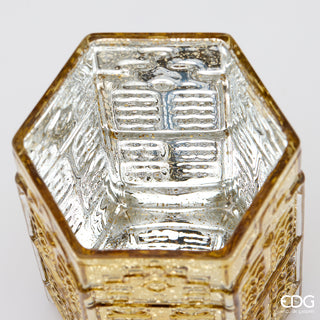 EDG Enzo De Gasperi Vaso Casetta Esagonale Oro H20 Cm in Vetro