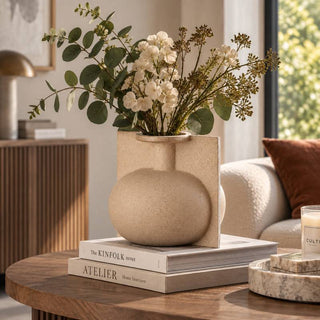 L'Oca Nera Vaso Basso H17 cm in Ceramica Beige