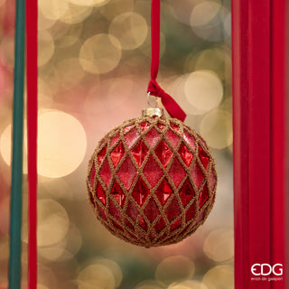 EDG Enzo De Gasperi Pallina di Natale Rombi Rossa D10 Cm