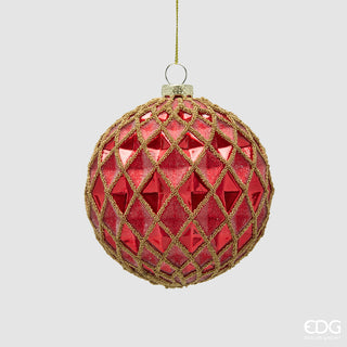EDG Enzo De Gasperi Pallina di Natale Rombi Rossa D10 Cm