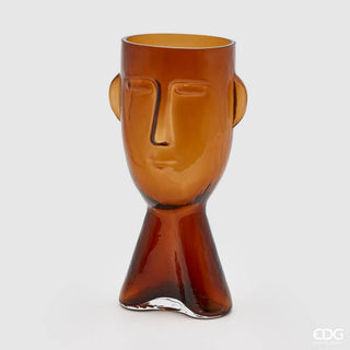 EDG Enzo De Gasperi Vaso Faccia H31 D13 cm in Vetro Ambra