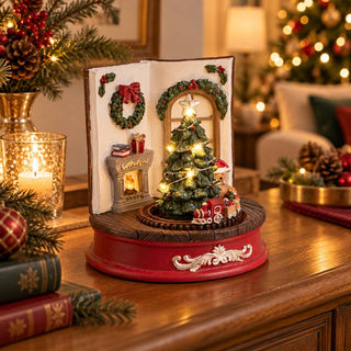 Andrea Bizzotto Decorazione Pino Holly Libro con Led H17 cm