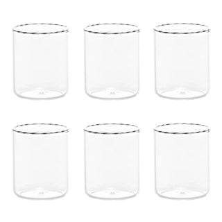 Zafferano Set 6 Tumbler Intrecci 46cl in Vetro Bianco Nero