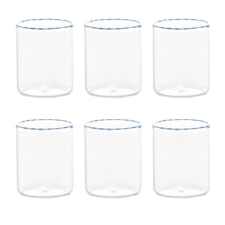 Zafferano Set 6 Tumbler Intrecci 46cl in Vetro Bianco Blu