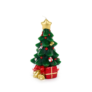 Weihnachtsbaum aus Stoffwolken mit Kerzen und Geschenken, Höhe 16,5 cm