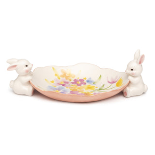 Lamart Plate with 2 Pink Rabbits 32 cm