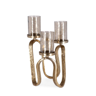 Andrea Bizzotto Candelabro Sagar 3 Fuochi H29 cm in Metallo Oro
