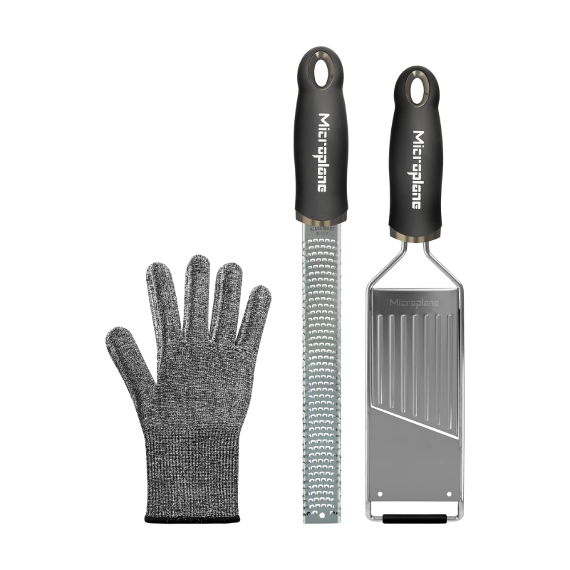 Microplane 3-teiliges Gourmet-Mandolinenreibe- und Schutzhandschuh-Set