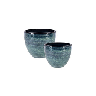 Andrea Bizzotto Set 2 Vasi Sawan Basso Blu H35 H45 cm