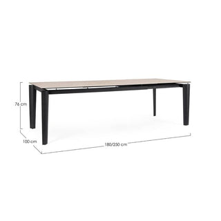 Andrea Bizzotto Asiri Ausziehbarer Tisch 180-250 x 100 cm Schwarz